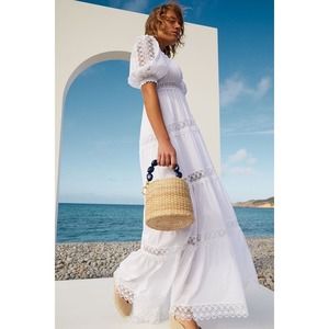 NWOT Charo Ruiz Ibiza Nadine Long Maxi Dress White Womens Size Small